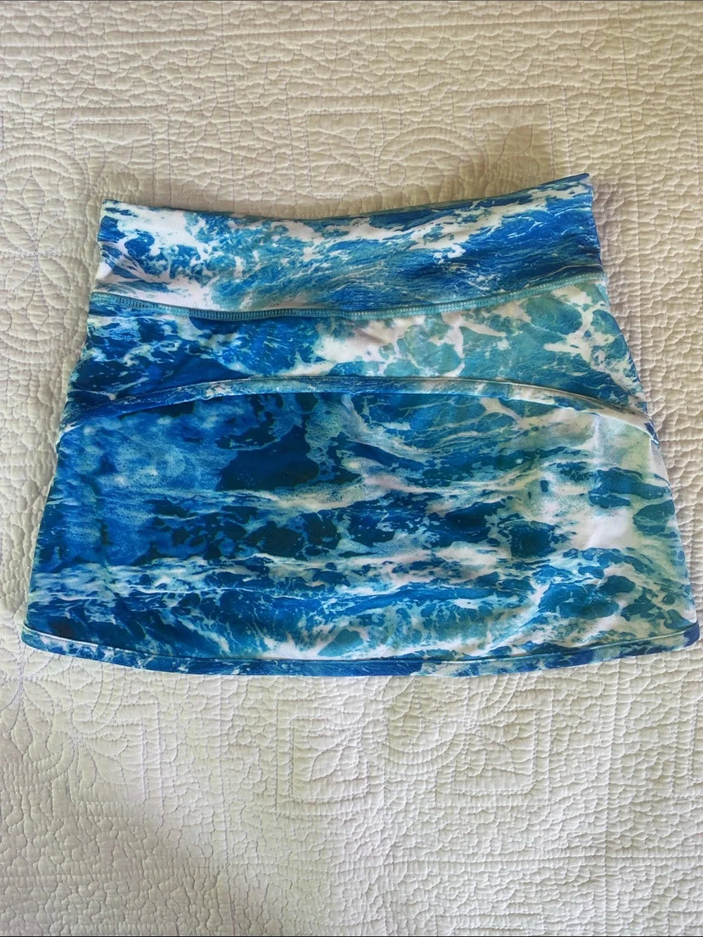 Reel Legends Girls Blue White Ocean Print Swim Skort